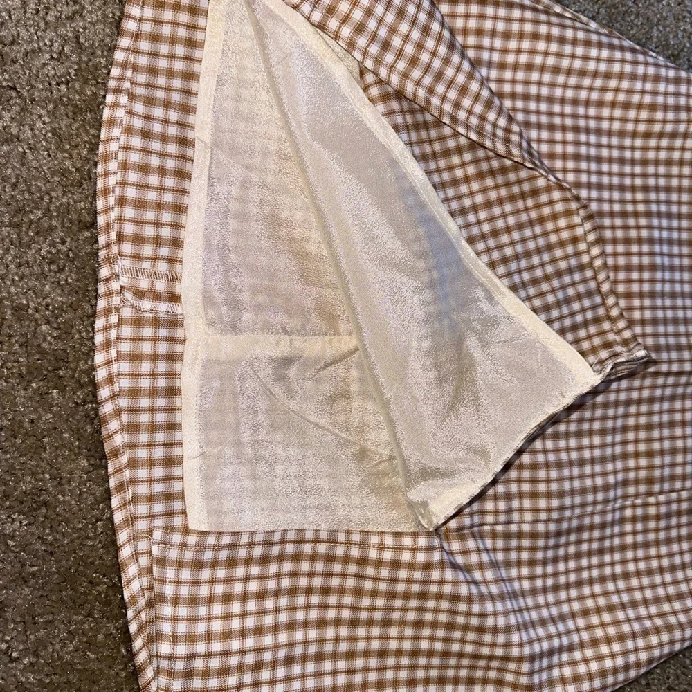Hyfve Plaid Mini Skirt Tan Neutral Split Hem - Picture 4 of 10